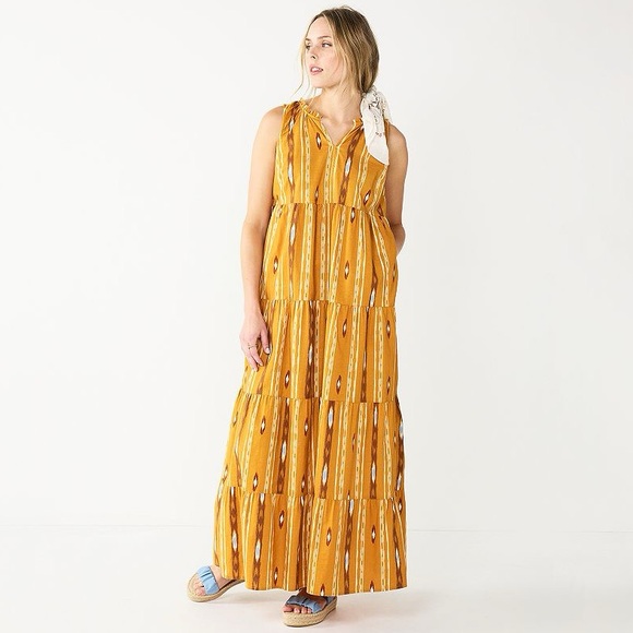 Sonoma Dresses & Skirts - Sonoma Mustard Yellow Striped Maxi Dress